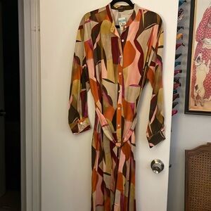 J. McLaughlin XL Mallory dress, multi color/brown, mini mod puzzle print